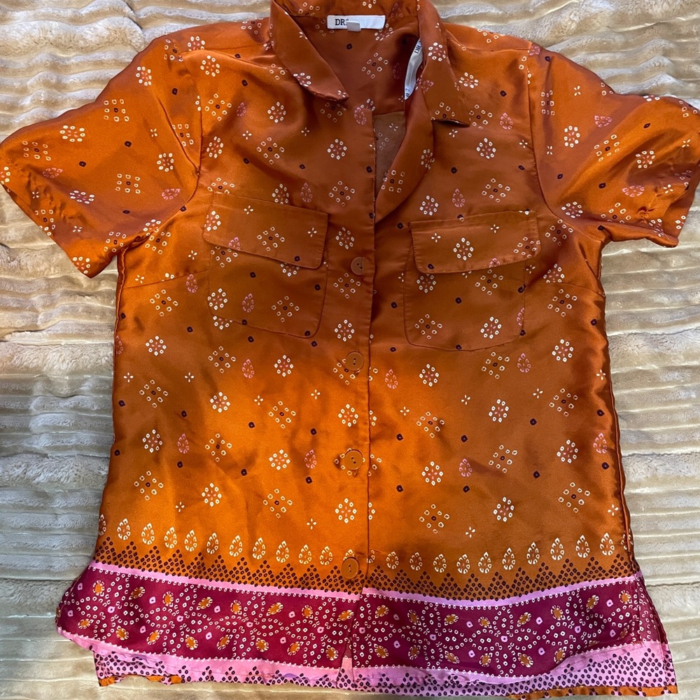 DR2 Orange and Pink Button Down Shirt